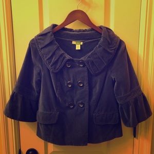 Royal Blue Velvet Pea Coat